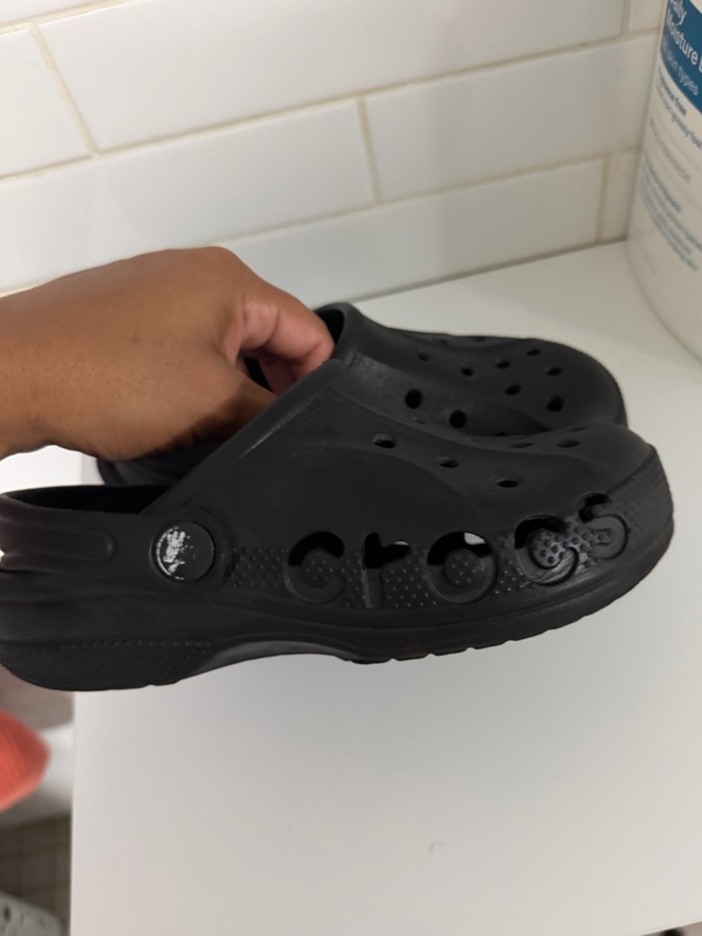 Kids Black Slip-On Croc Sandals - Picture 3 of 6
